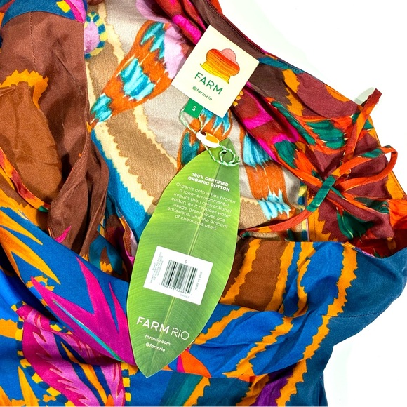 Farm Rio Vintage Wave Multicolor Floral Viscose Maxi Dress Small NWT Tropical - Picture 17 of 17